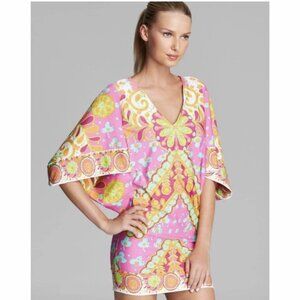 Trina Turk Pink and Orange Patterned Swim Cover-Up, S
